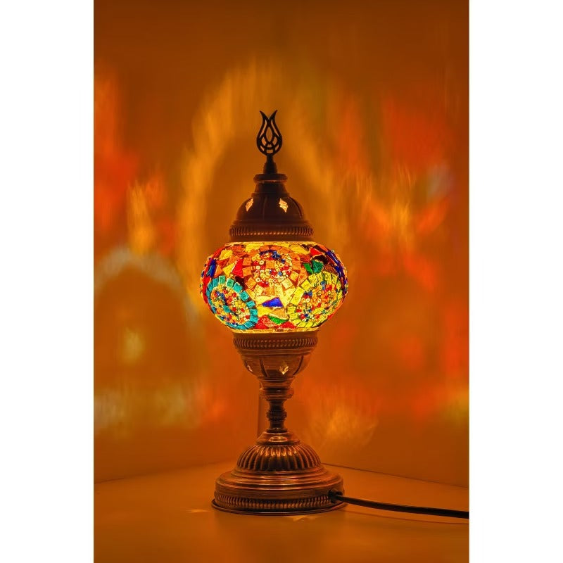 Kafthan 14.5 in. Handmade Multicolor Mosaic Glass Table Lamp