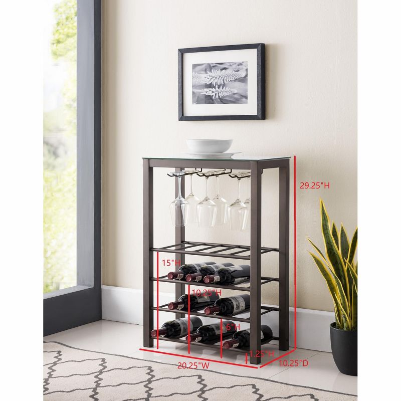 Kings Brand Furniture Freestanding Floor Wine Rack 20 Bottles with Glasses Holder (Pewter)