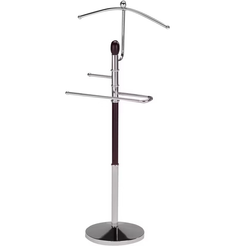 Kings Brand Furniture - Walnut Finish Wood & Metal Suit Valet Rack Stand Organizer