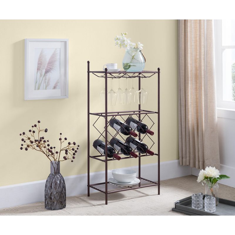 Kings Brand Furniture Freestanding Floor Metal Wine Rack Stand Bronze