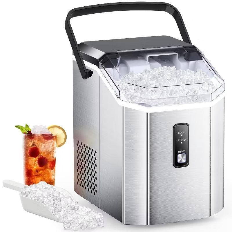 R.W.FLAME Nugget Ice Maker Countertop, Portable Ice Maker Machine with Handle