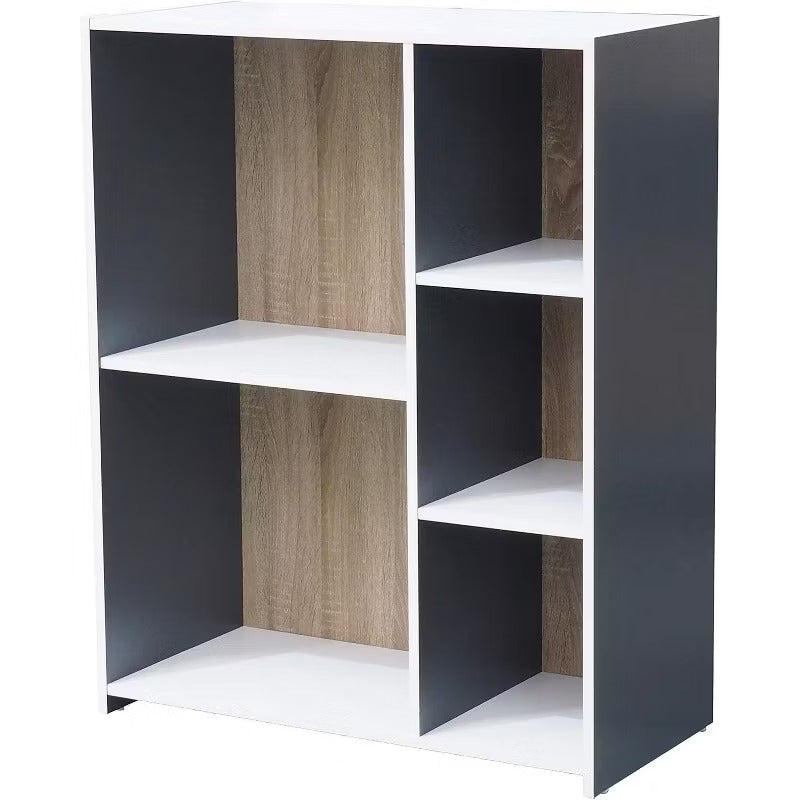 Kings Brand Furniture - Moreno 5 - Cube Wood Open Shelf Organizer Storage Bookcase, Gray/White