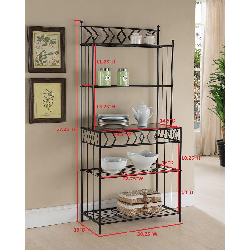 Kings Brand Furniture Hanalei Free Standing 5-Tier Microwave/Oven/Coffee Bar Stand Shelf Bakers Rack, Black