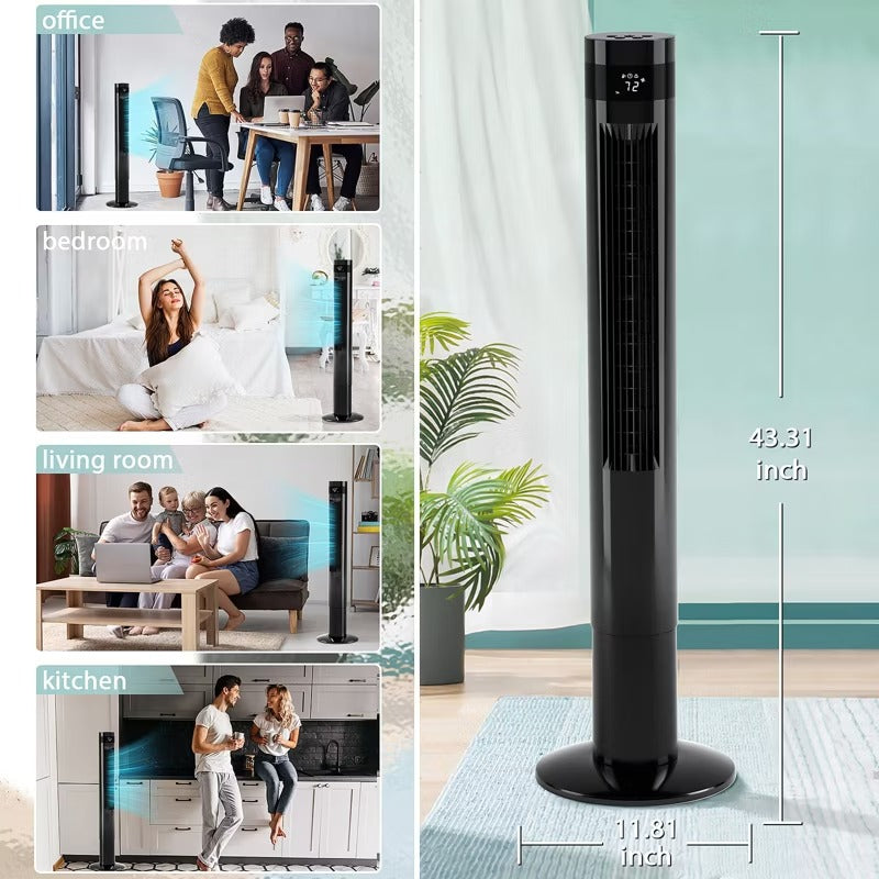 R.W.FLAME Tower Fan Portable Electric Oscillating Fan Quiet Cooling Remote Control Standing Bladeless Floor Fans 3 Speeds Wind Modes