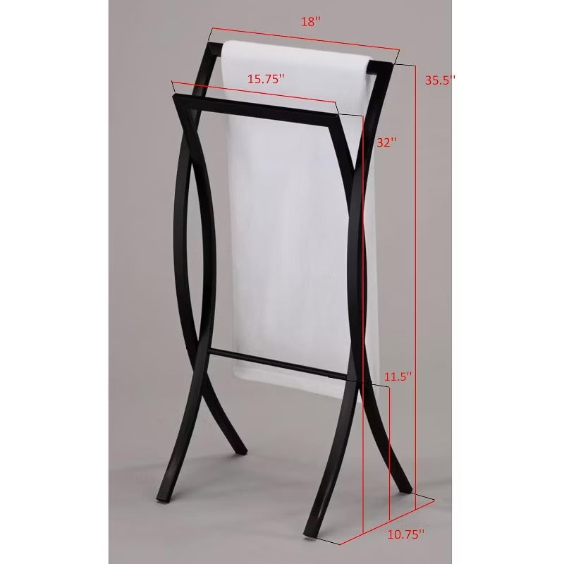 Kings Brand Furniture - 2-Tier Modern Stylish and Durable Metal Freestanding Bathroom Towel Rack Stand Holder, Black