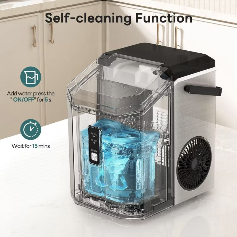 R.W.FLAME Nugget Ice Maker Countertop, Portable Ice Maker Machine with Handle