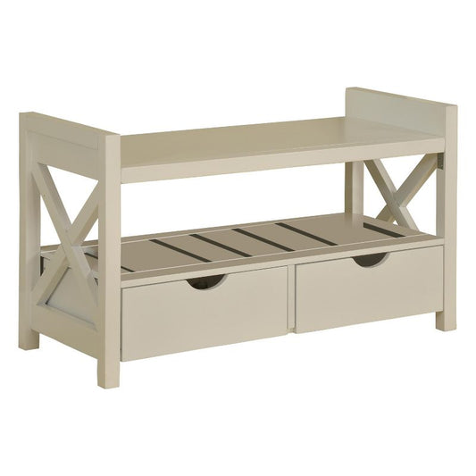 Kings Brand Furniture Corinth Shoe Storage Bench With Drawers (White)