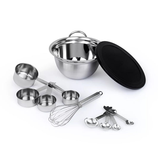 11 Piece Kitchen Mixing & Measuring Set, Stainless Steel Mixing Bowl