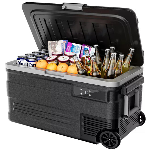 Simzlife 80Qt Outdoor Portable Car Refrigerator with Wheels