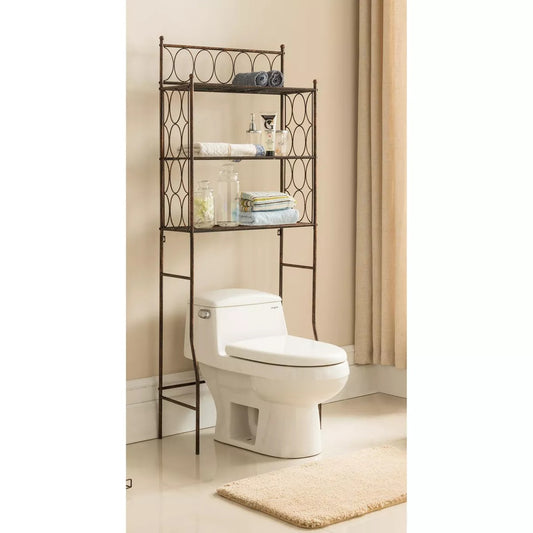 Kings Brand Furniture Brushed Copper Finish Metal Free Standing Over The Toilet Shelf Bathroom Organizer