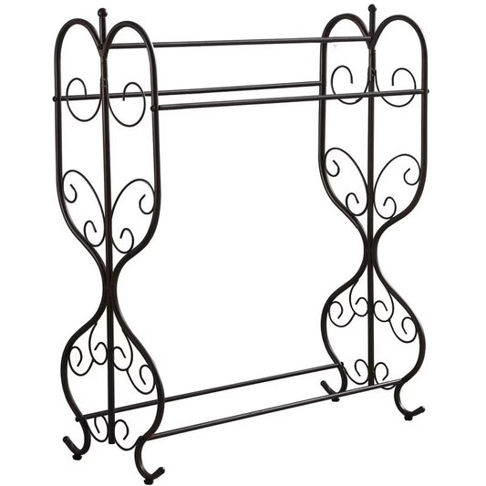 Kings Brand Furniture - Freestanding Pewter Metal Towel Rack Stand with 3 Bars for Bathroom