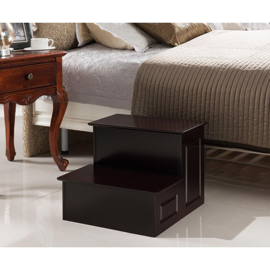 Kings Brand Furniture Danial Cherry Wood Bed Step Stool, Cherry