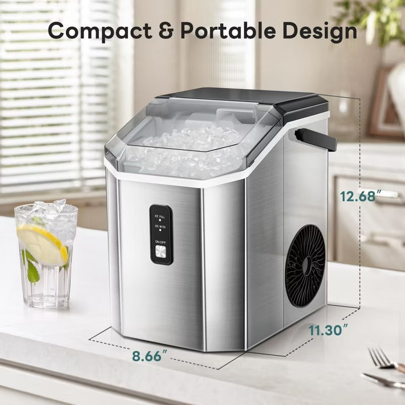 R.W.FLAME Nugget Ice Maker Countertop, Portable Ice Maker Machine with Handle