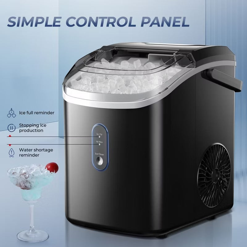 Simzlife 34 Lbs. Countertop Nugget Ice Maker, Black