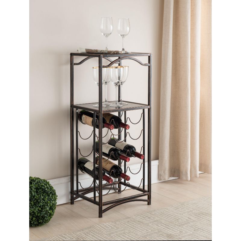 Kings Brand Furniture Biola 15 Bottle Wine Rack Storage Organizer, Brushed Copper