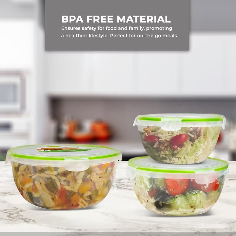 6-Piece Round Food Storage Container Set Click-and-Lock Containers w/Lids BPA-Free Microwave Freezer