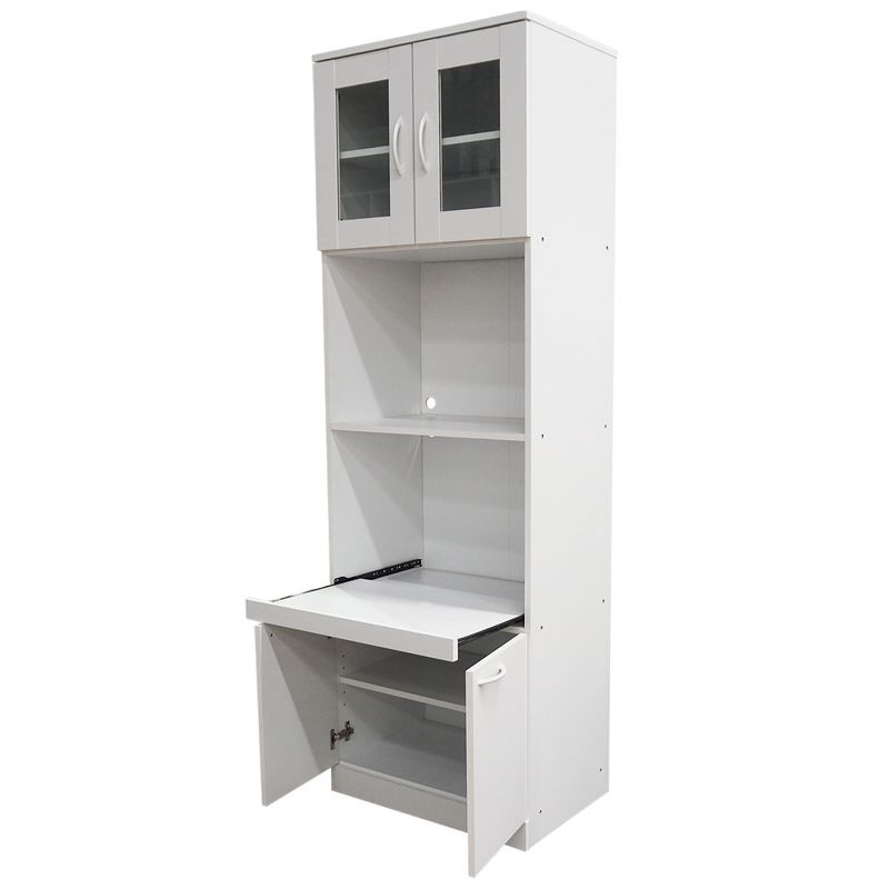 Kings Brand Furniture Danbury Tall Kitchen Pantry, Microwave Storage Cabinet, White