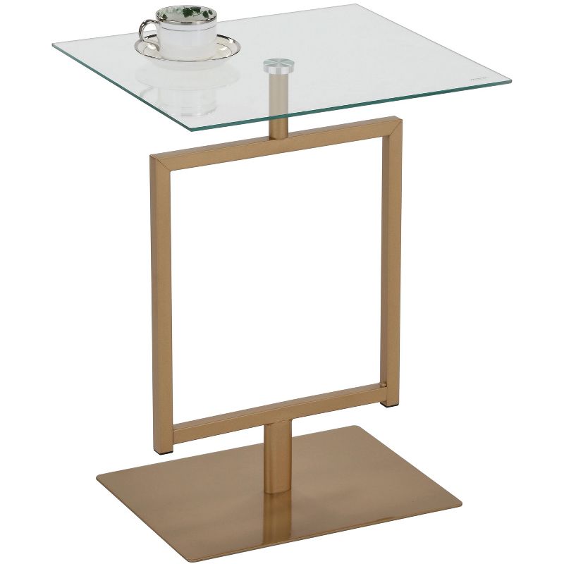 Kings Brand Furniture Molein Side Table, Metal Base and Tempered Glass Top Pedestal Side Table