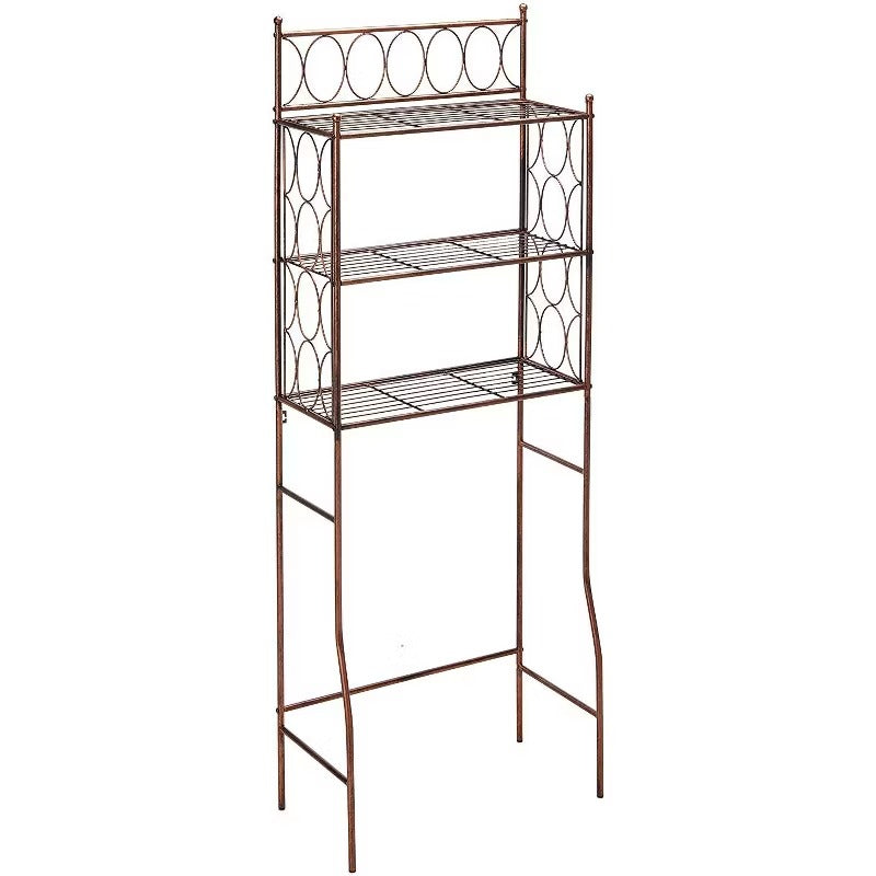 Kings Brand Furniture Brushed Copper Finish Metal Free Standing Over The Toilet Shelf Bathroom Organizer