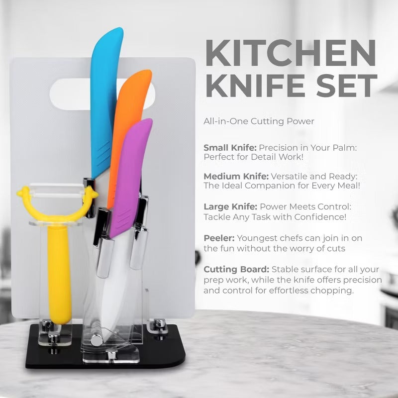 6-Piece Knife Set with Cutting Board with Stand - Includes Paring Knife