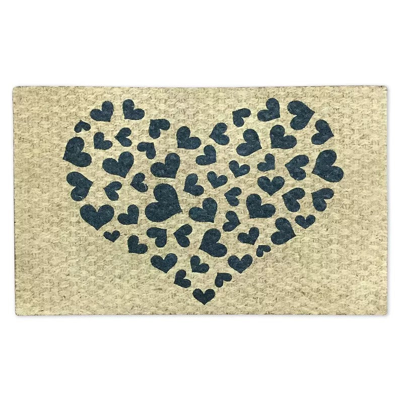 J&V TEXTILES "Hearts" Outdoor Coir Doormat 18" x 30"