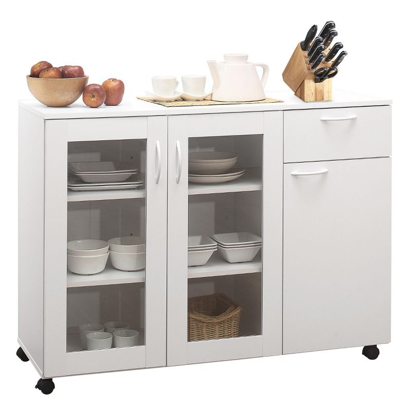 Kings Brand Furniture Prescott Buffet Server Sideboard Kitchen Storage Cabinet, White