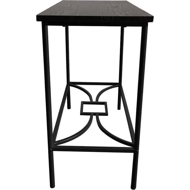 Kings Brand Furniture - Launt Side Accent Table, Black Metal & Wood