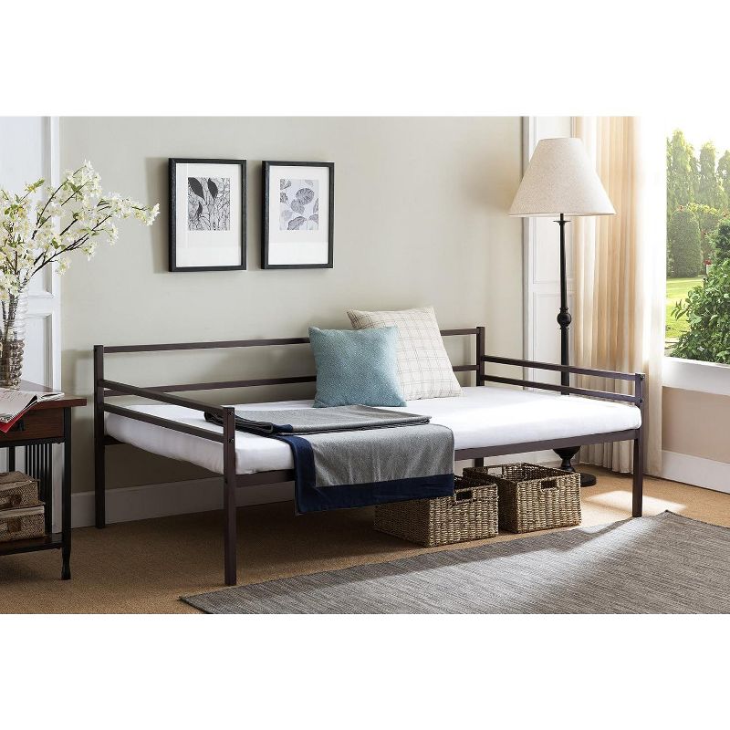 Kings Brand Furniture - Modern Metal Twin Size Daybed Frame with Metal Slats Support, Bronze Finish