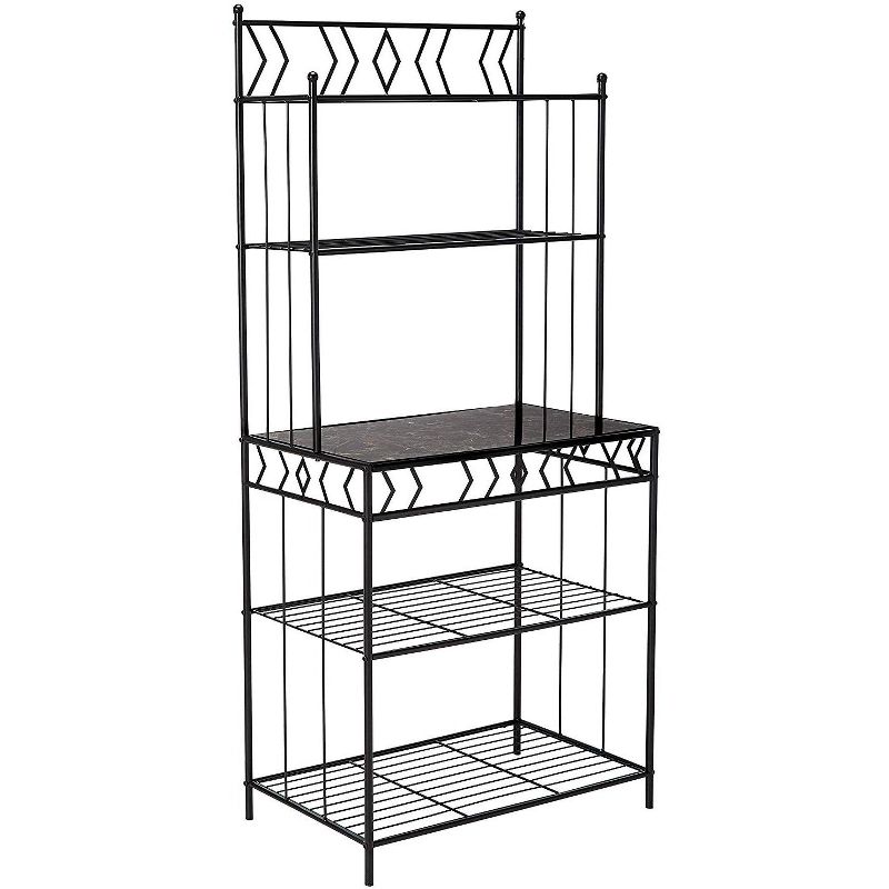 Kings Brand Furniture Hanalei Free Standing 5-Tier Microwave/Oven/Coffee Bar Stand Shelf Bakers Rack, Black