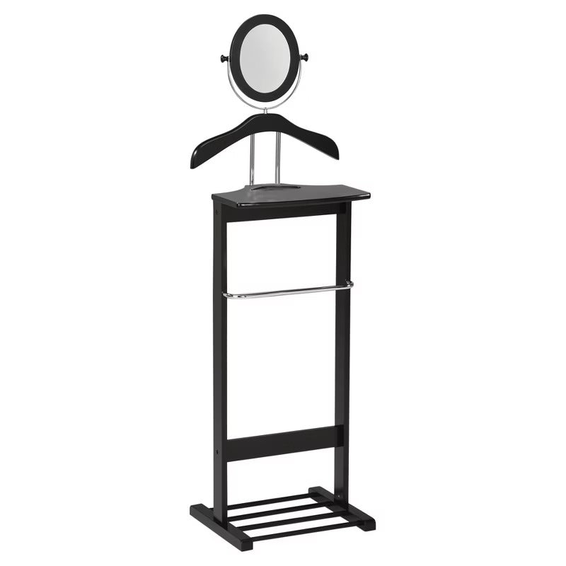 Kings Brand Furniture - Wardrobe Wood Suit Valet Stand, Clothes Trouser Bar Rack, Black/Chrome