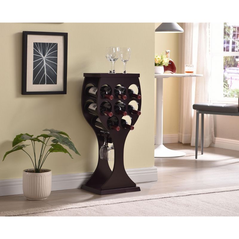 Kings Brand Furniture - Goblet Shaped Freestanding Wine Rack Dark Cherry