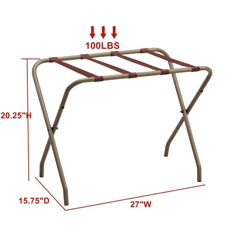 Kings Brand Furniture Anderson Folding Luggage Rack, Gold