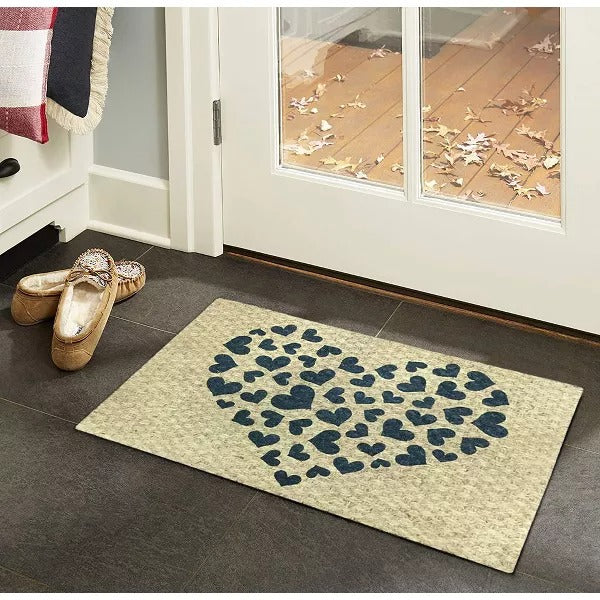 J&V TEXTILES "Hearts" Outdoor Coir Doormat 18" x 30"