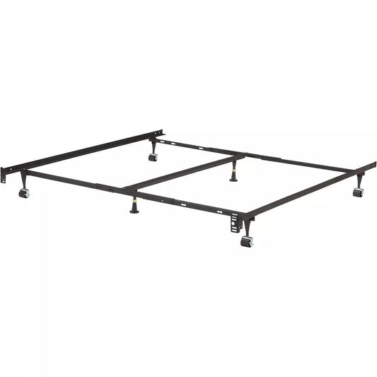 Heavy Duty 6-Leg Adjustable Universal Twin/Full/Queen/King/Cal-King Metal Bed Frame with Double Center Support