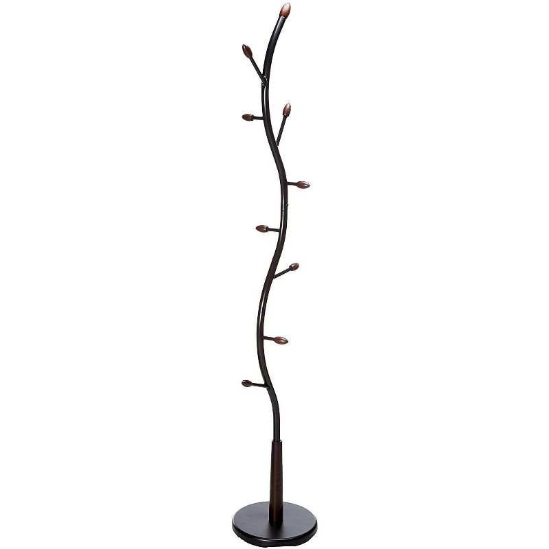 Kings Brand Furniture - Black Metal & Walnut Wood Hall Tree Coat & Hat Rack Stand