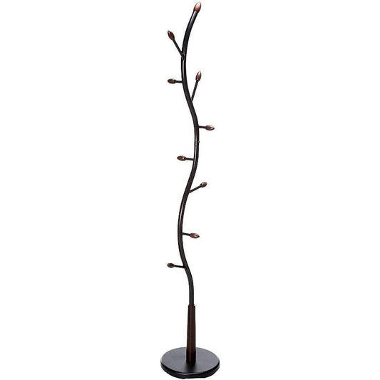 Kings Brand Furniture - Black Metal & Walnut Wood Hall Tree Coat & Hat Rack Stand