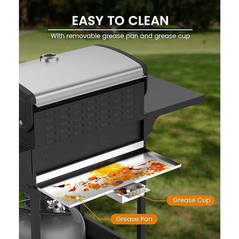 R.W. FLAME BBQ Gas Grill – 34,000 BTU Propane, Enamel Grates, Ideal for Outdoor Cooking, Camping, Backyard, Patio & Deck