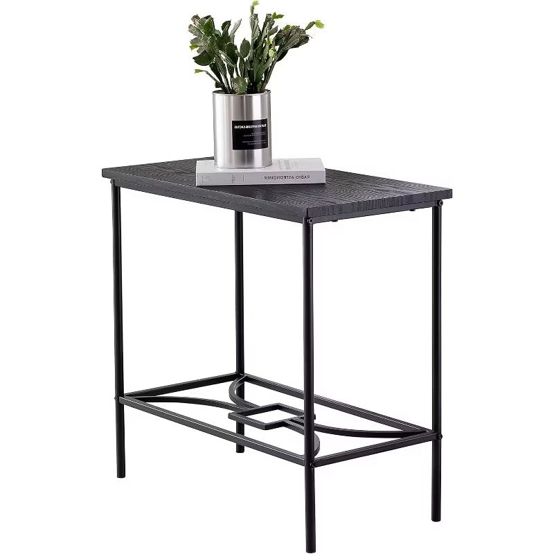 Kings Brand Furniture - Launt Side Accent Table, Black Metal & Wood