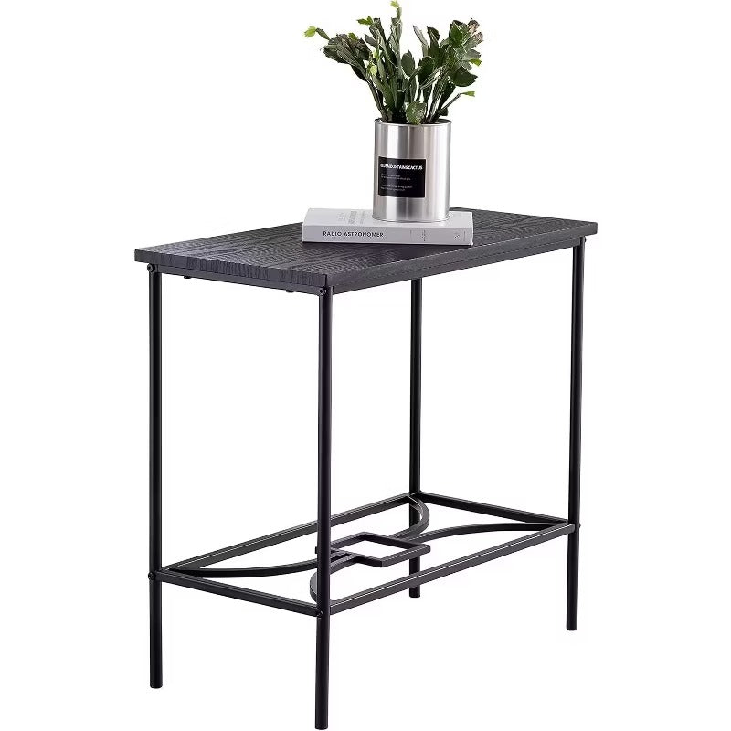 Kings Brand Furniture - Launt Side Accent Table, Black Metal & Wood