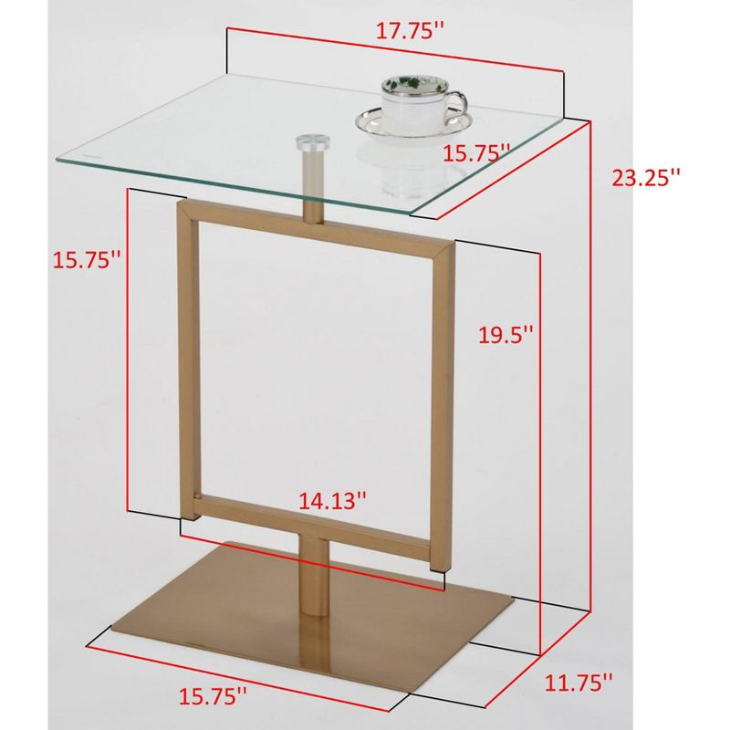 Kings Brand Furniture Molein Side Table, Metal Base and Tempered Glass Top Pedestal Side Table