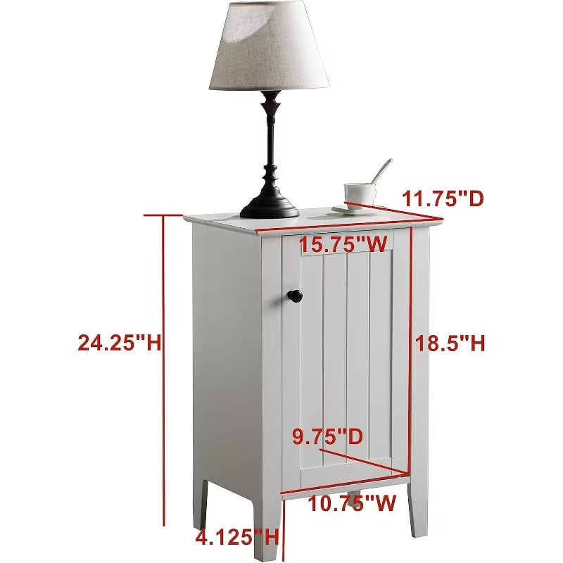 Kings Brand Furniture - Carolin Side End Table with Storage Cabinet white