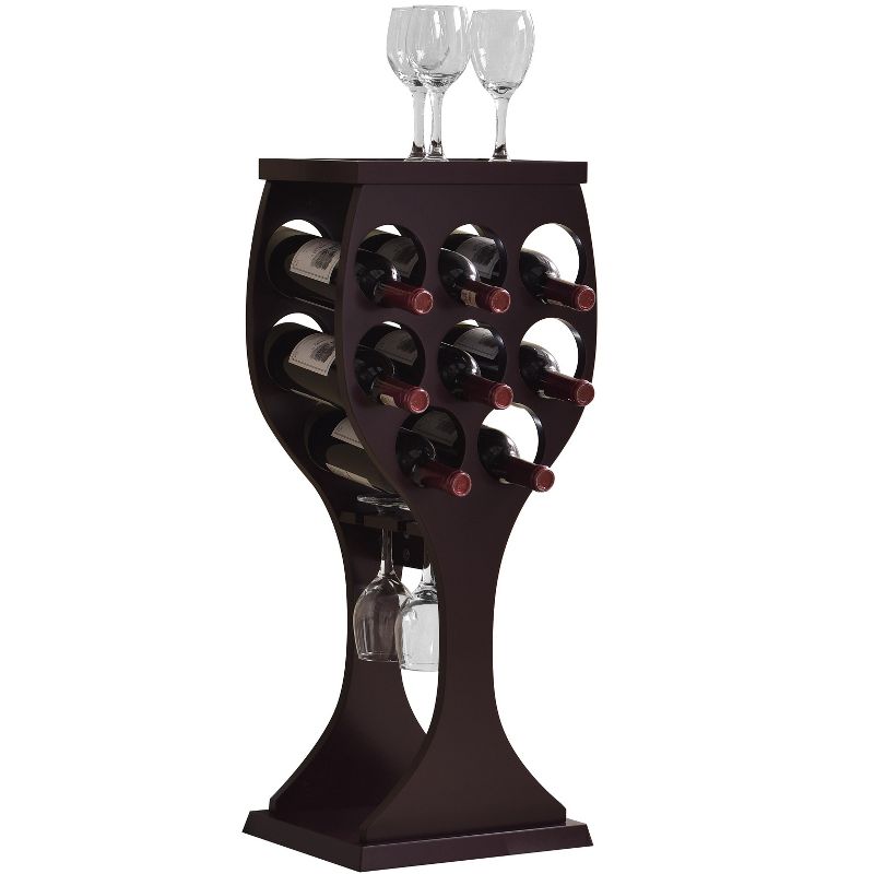 Kings Brand Furniture - Goblet Shaped Freestanding Wine Rack Dark Cherry