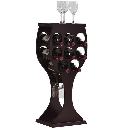 Kings Brand Furniture - Goblet Shaped Freestanding Wine Rack Dark Cherry