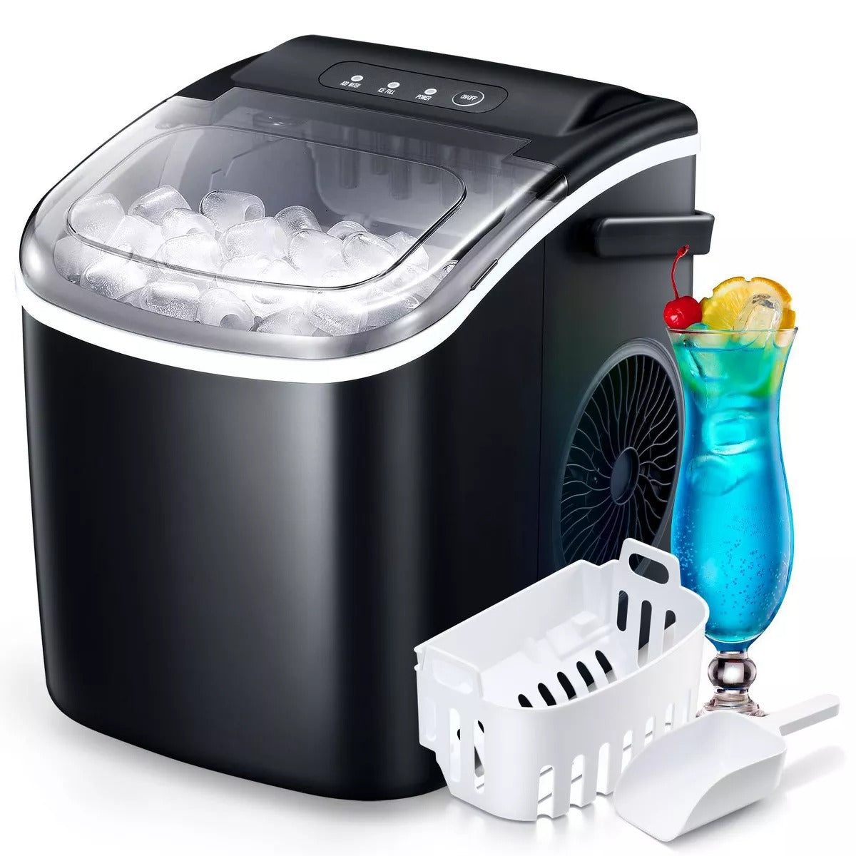 R.W.FLAME 26 Lbs Countertop Bullet Ice Maker