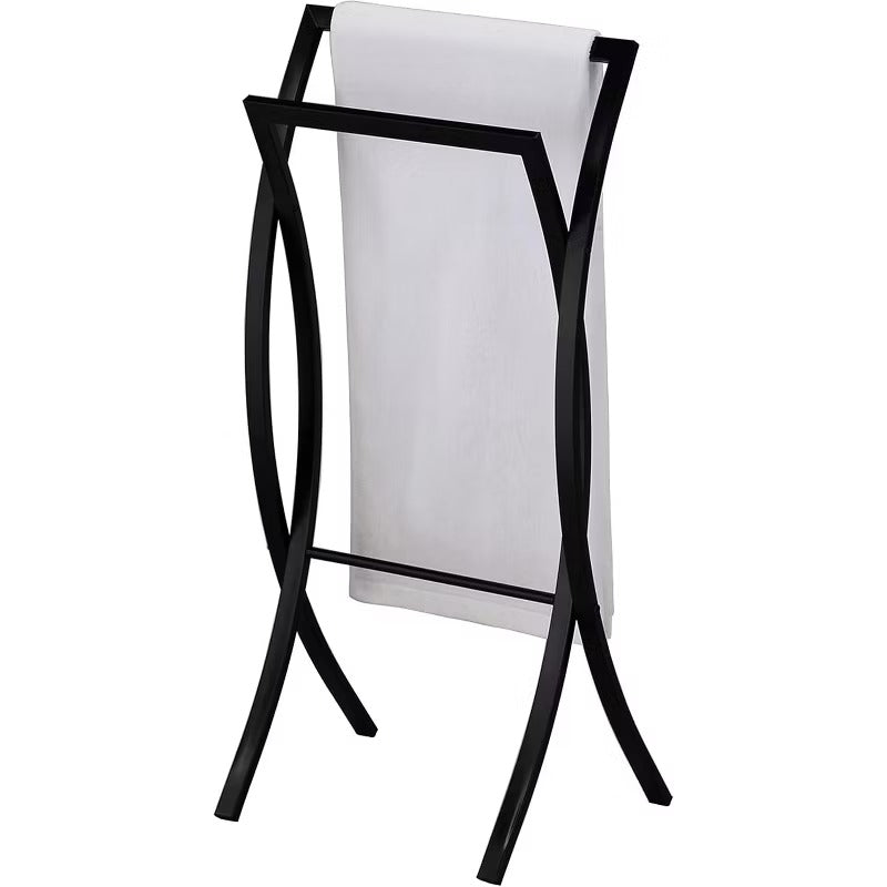 Kings Brand Furniture - 2-Tier Modern Stylish and Durable Metal Freestanding Bathroom Towel Rack Stand Holder, Black