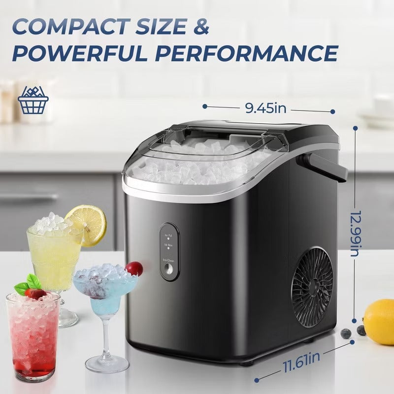 Simzlife 34 Lbs. Countertop Nugget Ice Maker, Black