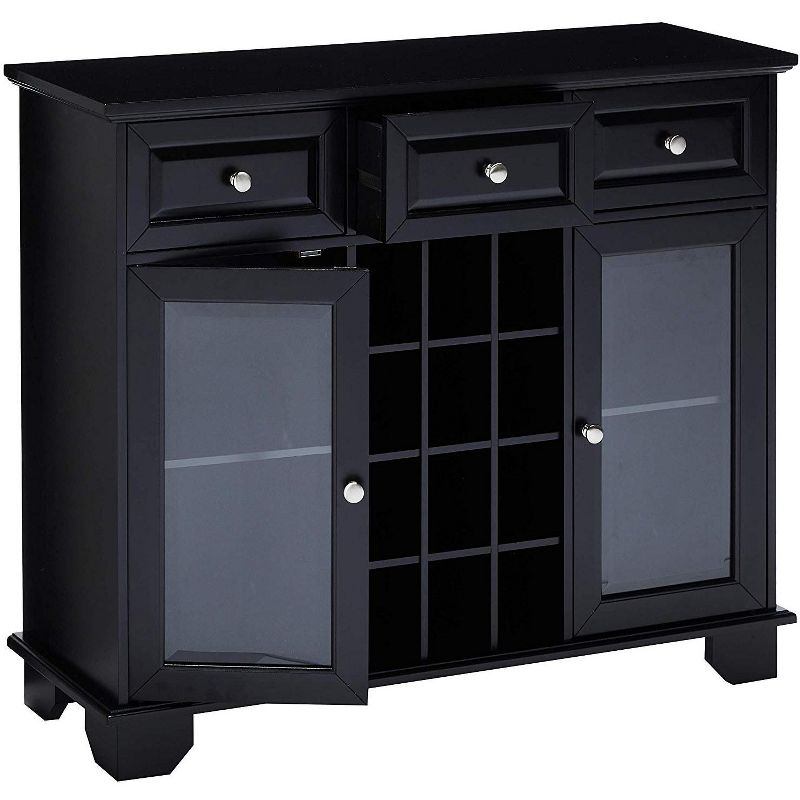 Kings Brand Furniture Buffet Server Sideboard Cabinet with Wine Storage, Black