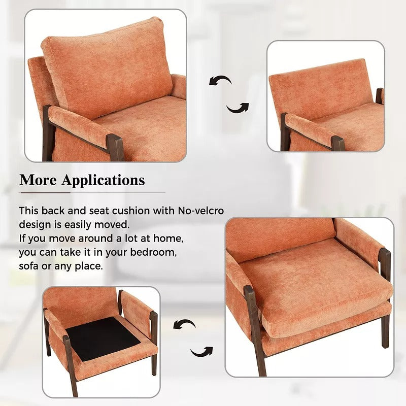 Modern Velvet Accent Chair, Wood Leisure Armchair-ModernLuxe