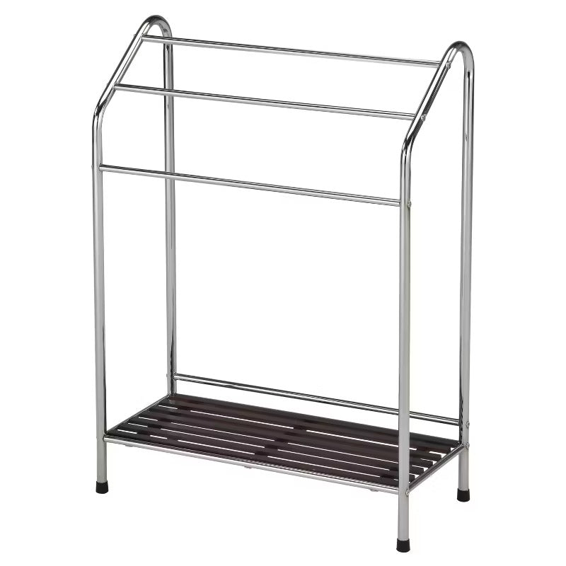 Kings Brand Furniture - Chrome Freestanding Bathroom Towel Rack Stand with Shelf for Bath Towels