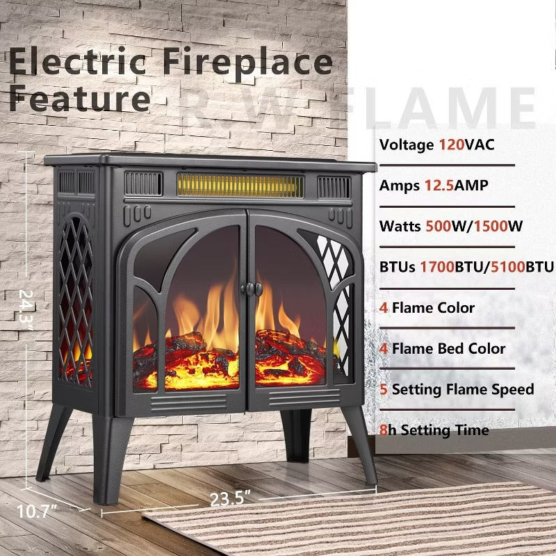 R.W.FLAME Electric Firplace Heater, Infrared Heaters with Remote Control and 3D Flame Effect